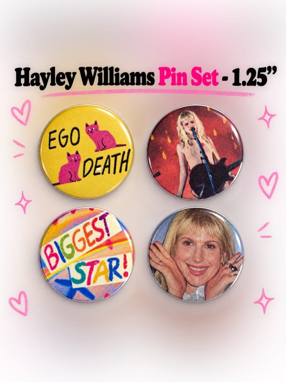 Hayley Williams Pins - 4 Button Set - 1.25”